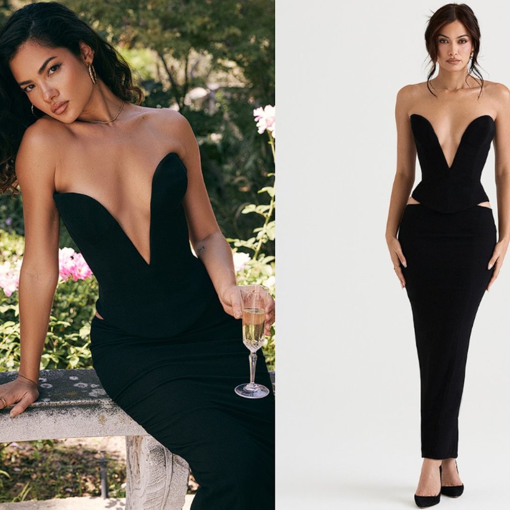 HOUSE OF CB 'Lydia' Black Plunge Corset NWOT